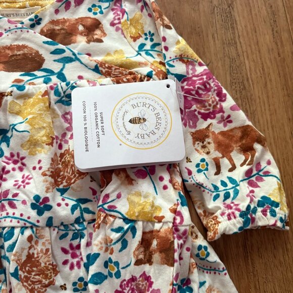 Burt’s Bees Half Sleeve Tunic Dress Floral Wolf NWT 1 Piece Sz 3-6 M - Picture 5 of 5